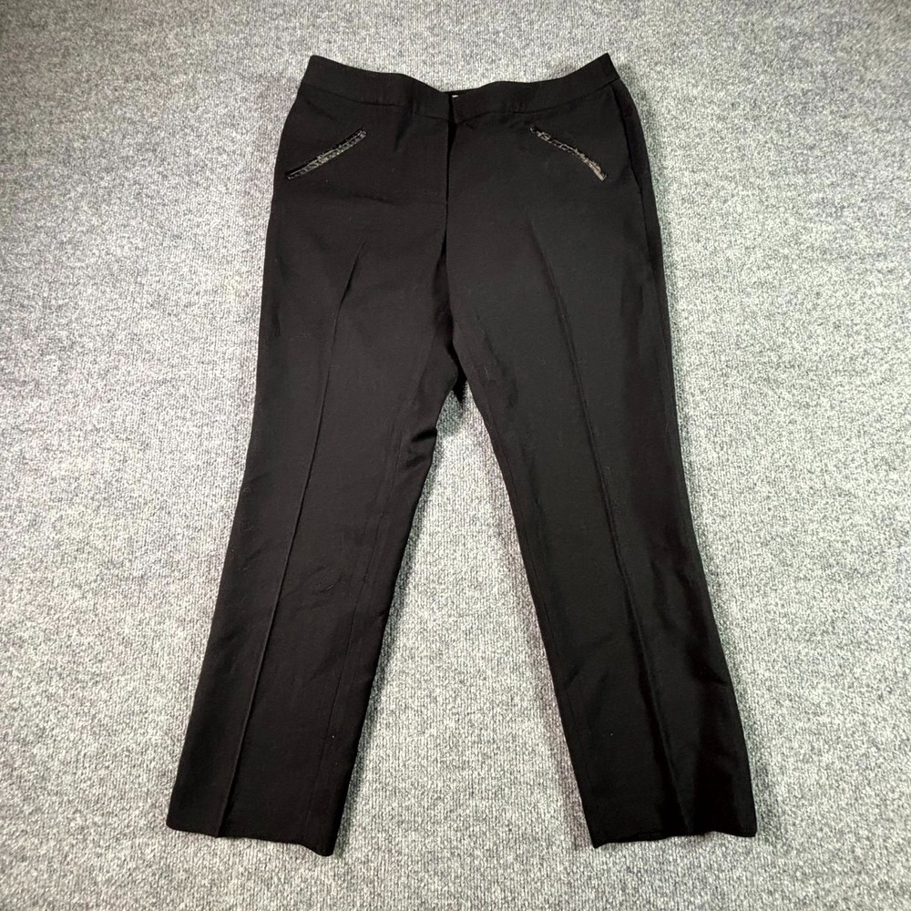 Elie Tahari Dress Pant Women's 12P Black Cotton Straight Preppy Business Stretch